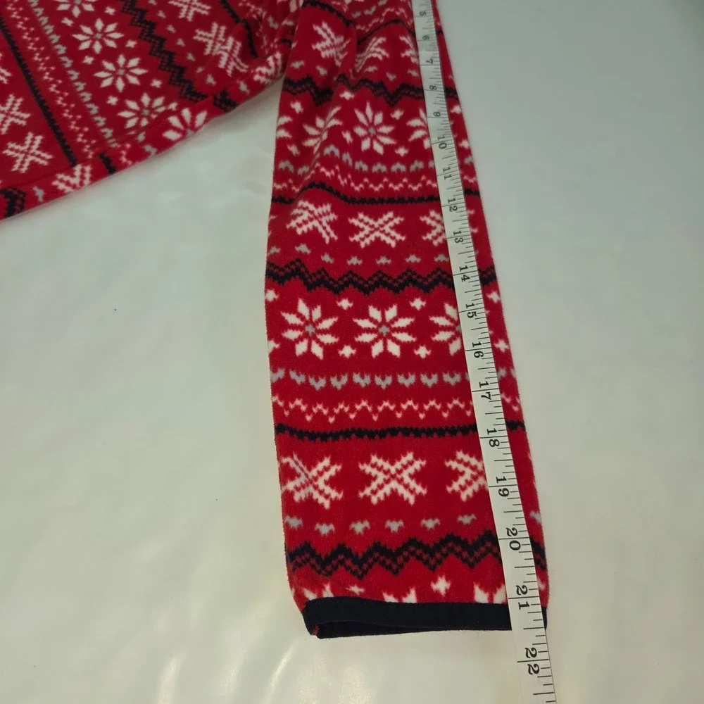 OshKosh B'gosh Fleece Pullover Kids 14 Red White Fair Isle Snowflake Quarter Zip